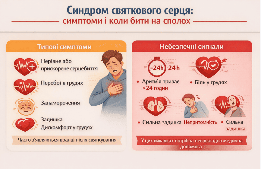 симптоми синдрому розбитого серця
